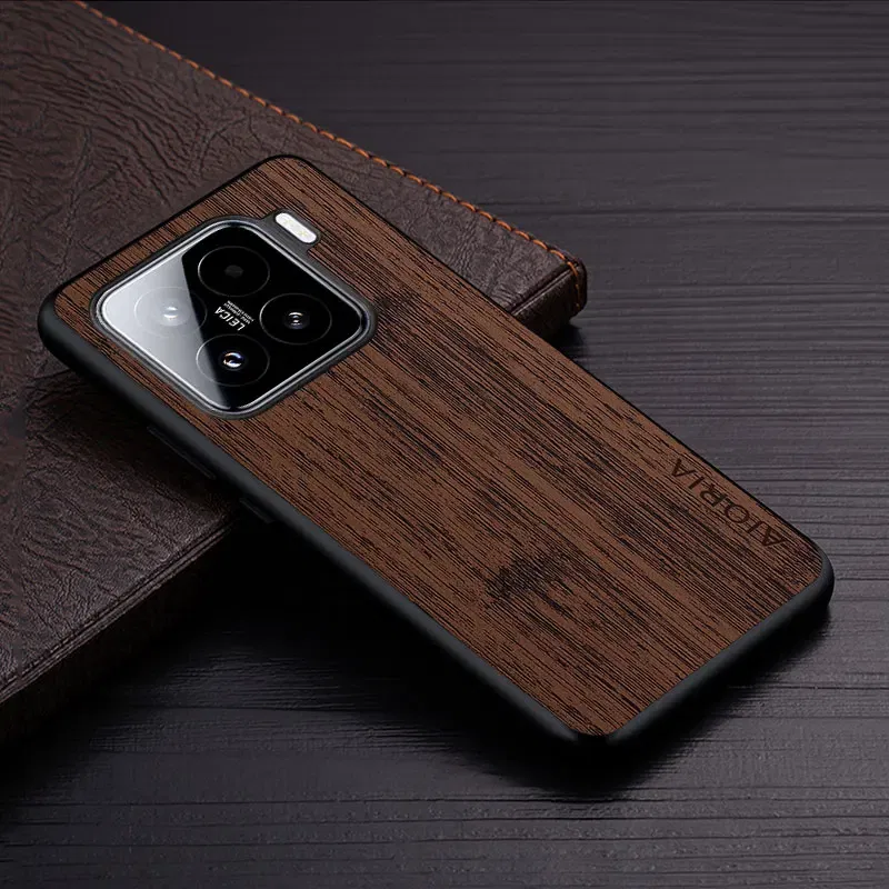 Color: black, Compatibility by Model: xiaomi 15 ultra - Case For Xiaomi 15 Ultra  Funda Bamboo Wood Pattern Leather Cover Luxury Capa For xiaomi 15 Ultra case Coque