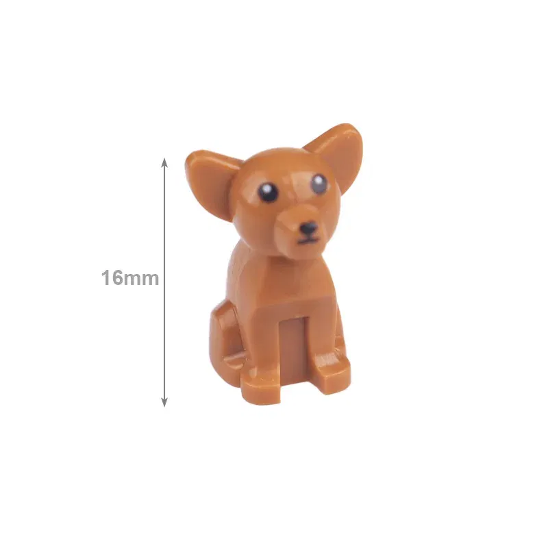 Color: tan - MOC City Animal Building Block Figures Hare Dairy Cow Squirrel Dolphin Pug DIY Farm Street View Accessories Bricks Toys Gifts