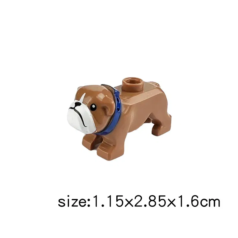 Color: tan - MOC City Animal Building Block Figures Hare Dairy Cow Squirrel Dolphin Pug DIY Farm Street View Accessories Bricks Toys Gifts