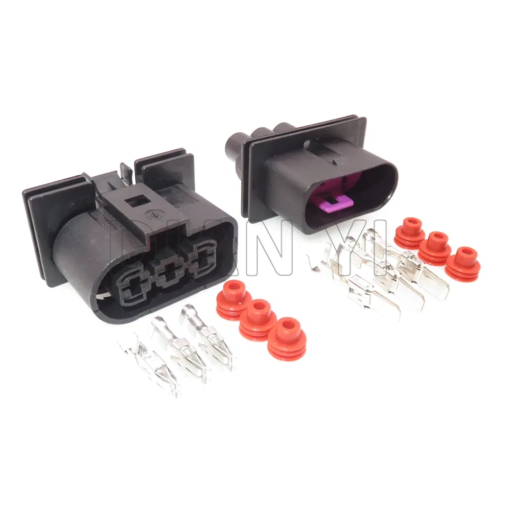 Color: PURPLE - 1 Set 3 Way AC Assembly Auto Radiator Plug For VW 1J0906443 1J0 906 443 1J0 906 233 1J0906233 Car Electronic Fan Cable Socket