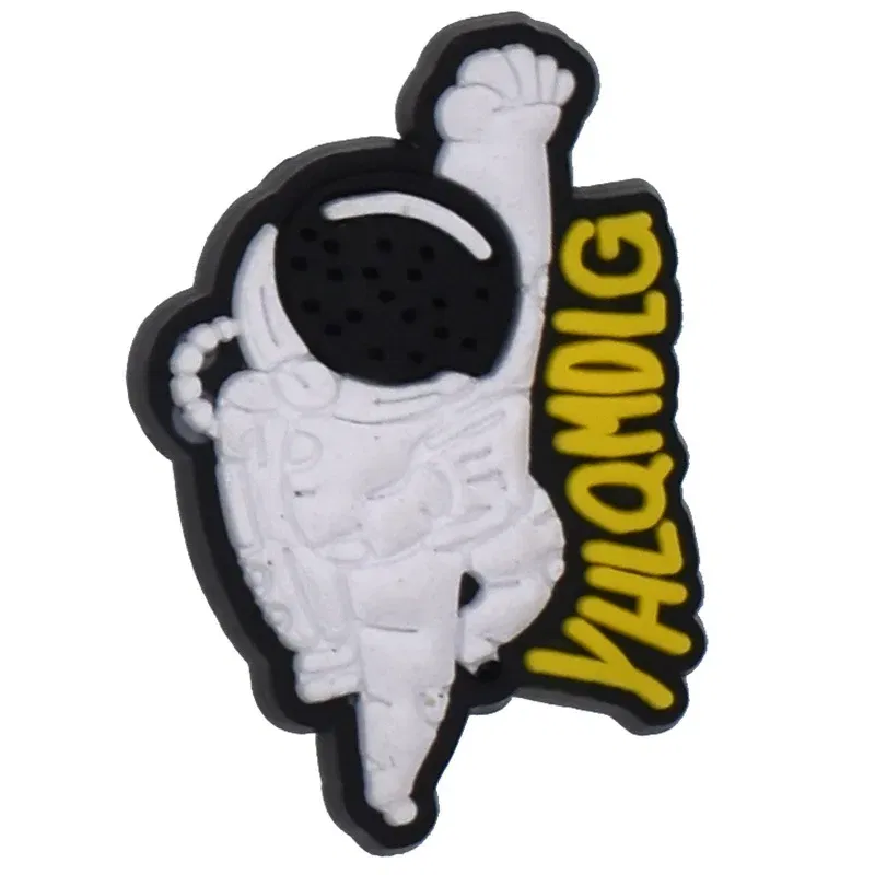 Color: PURPLE - new carton shoe Charms Accessories PVC alien astronaut Shoe Decoration For pins clog accessories Girls Kids Party X-mas Gifts