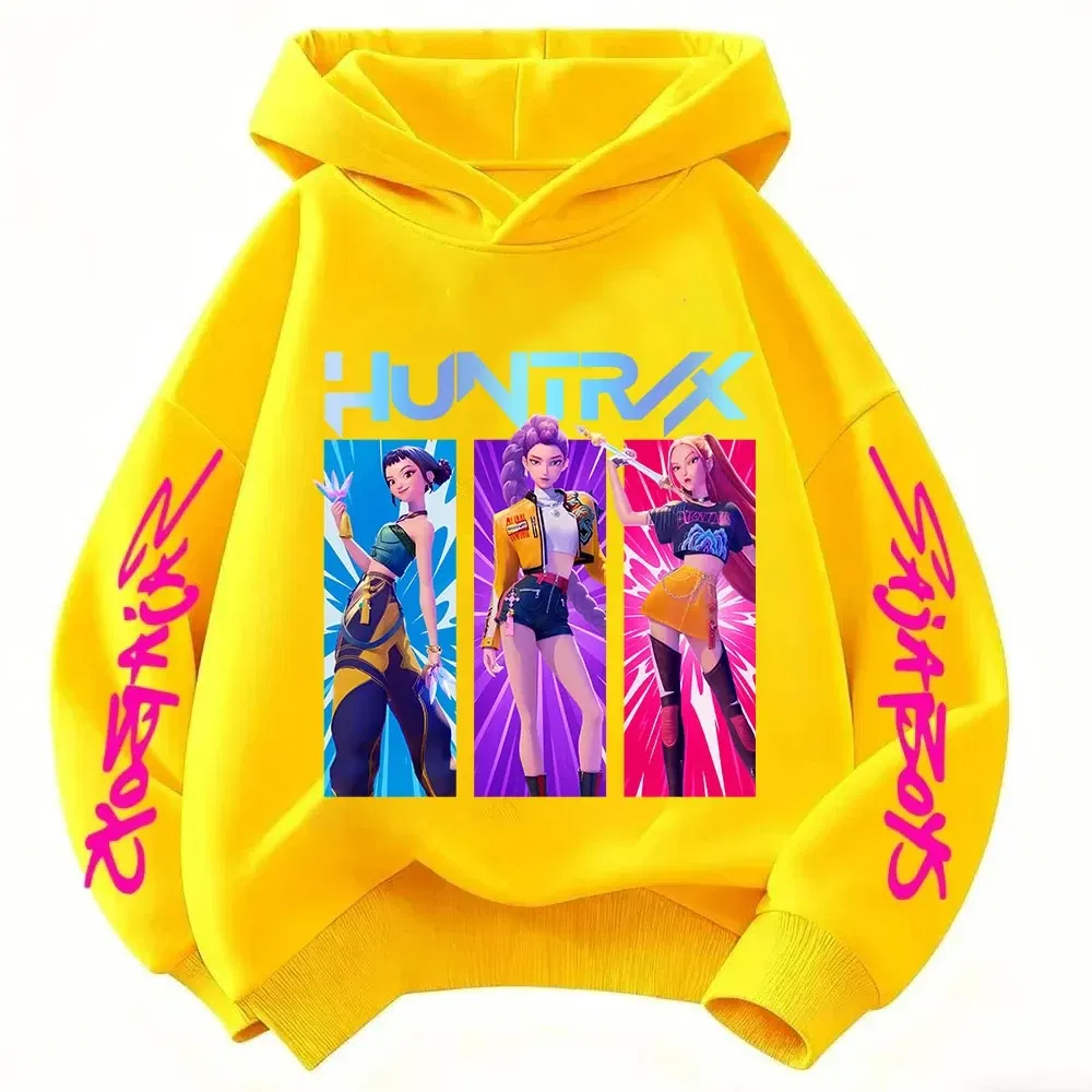 Color: green, Kid Size: 4T - Cartoon Hoodie for Boys and Girls KPop Demon Hunter Rumi Derpy Warm and Thick, Fashionable Casual Top, Printed Purple Sweatshirt