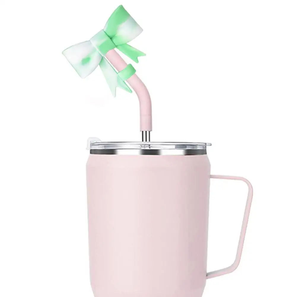 Color: Colorful, Ships From: CN - Bow Straw Cap Covers Toppers Silicone Accessories For Stanley Cups 30&40 Oz Tumbler And With 1pc Protective Boot ?»?