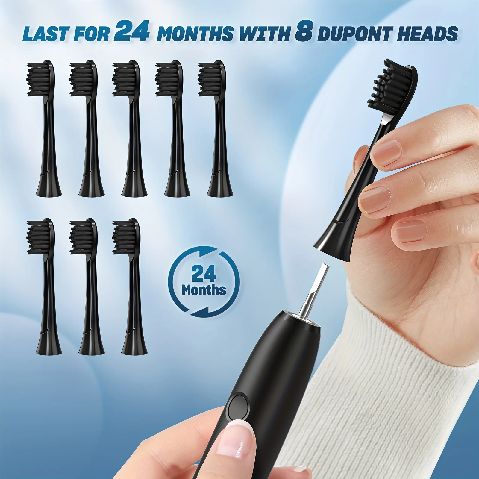 Color: black, Ships From: CHINA - Electric Toothbrush Tooth Brush USB Rechargeable Adult Ultrasonic Teeth Cleaning 8 Replacement Toothbrush Heads