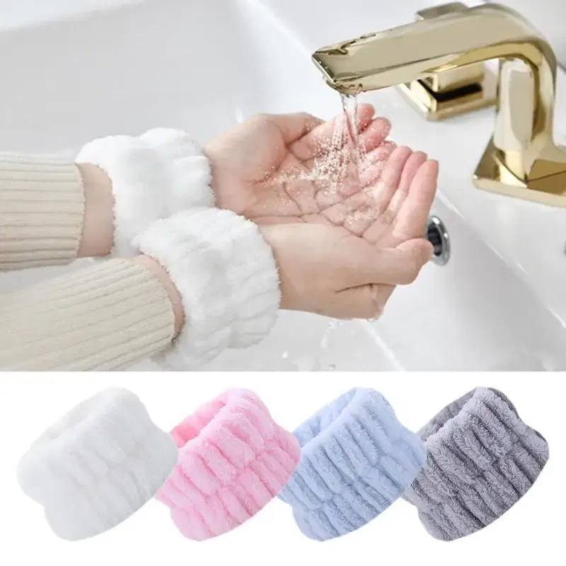 Color: GRAY, Ships From: CHINA - 2pc Wrist Washing Belt Soft Microfiber Towel Wristbands For Washing Face Water Absorption Washing Prevent Wetness Wrist Washband