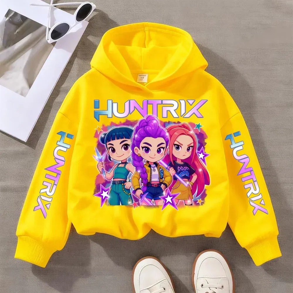 Color: Yellow, Kid Size: 164 - Witch Hunter Group Zoey Cosplay Costume Girls Womens Halloween Party Costumes Demon Hunter Idol Girl Group Purple Casual Hoodie