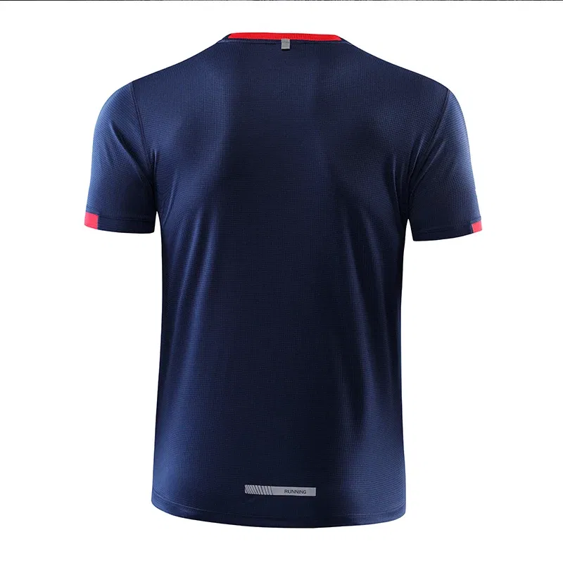 Color: Navy Blue, Size: S, Ships From: CN - Men's t-shirt quick-drying sports top, custom logo running T-shirt, trainer fitness shirt