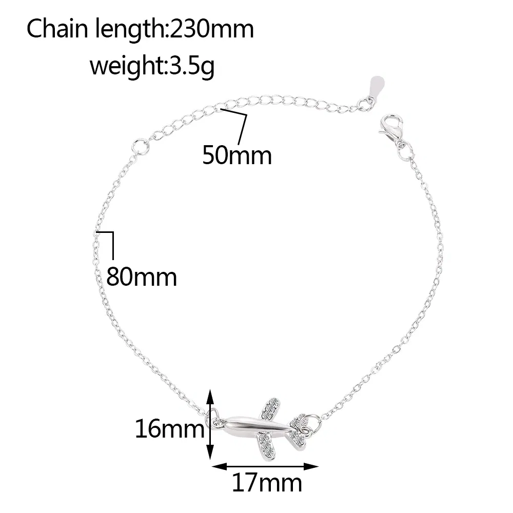 Cute Mini Airplane Pendant Literary Bracelet Trendy Girls Charm Brands Crystal Drop Aircraft Bracelet for Women Anniversary Gift