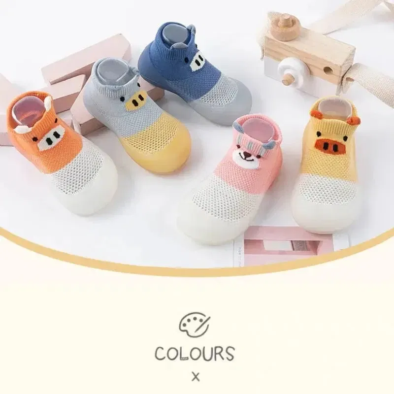 Shoe Size: 1, Color: Black - Cute Piggy Children's Shoes Men's and Women's Baby Soft Bottom Breathable Footwear Toddler Sandals Cotton Baby Socks Shoes