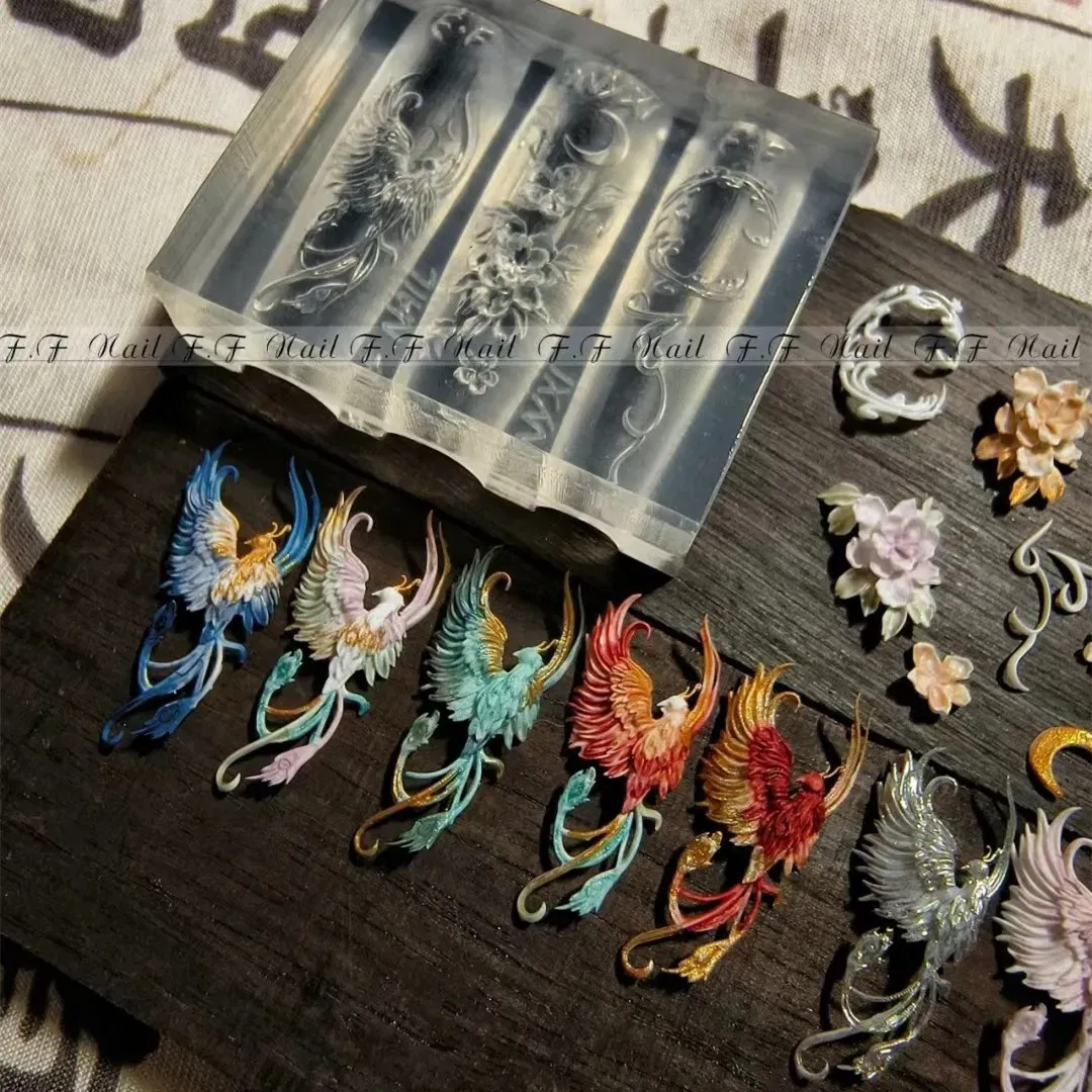 Color: light pink - 1pc  Snake Flamingo Jellyfish Dragon Dtream 3D Acrylic Mold  Nail Art DIY  Silicone  Nail Art Templates Nails Mold