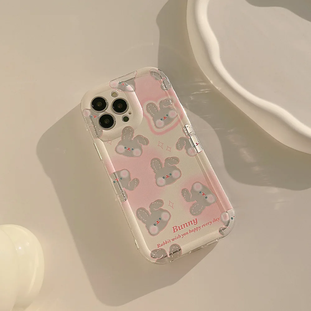 Color: black, Compatible-Phone Models: For Samsung Galaxy S20 - Cute Cartoon Bunny Print Phone Case for Samsung Galaxy 24 23 22 21 20 Plus Ultra FE A73 A72 A71 A52 A51 A32 Note 20 Airbag Funda