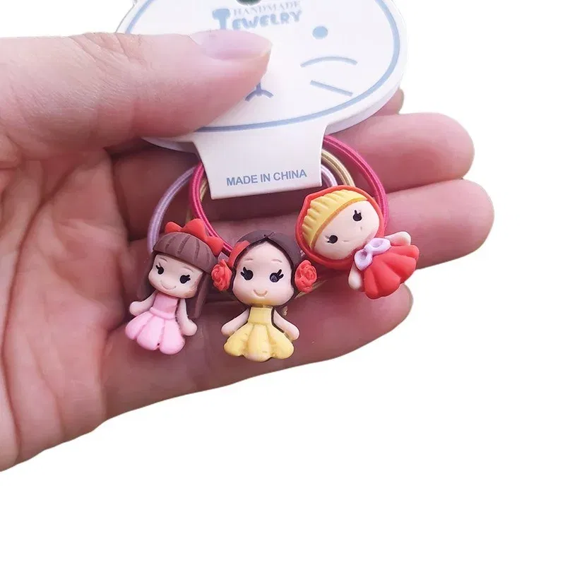 Color: Gold - 3PCS New Cute Cartoon Rainbows Princess Headwear Kids Elastic Hair Bands Children Tie Girls Accessories Baby Headdress