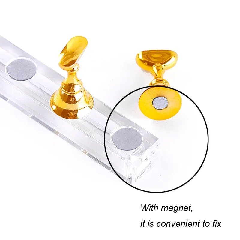 Color: black - 5pcs/Pack Chess Magnetic Nail Holder Practice Display Stand Gold Silver Rose-Golden Showing Shelf Gel Polish Display Stand Tools