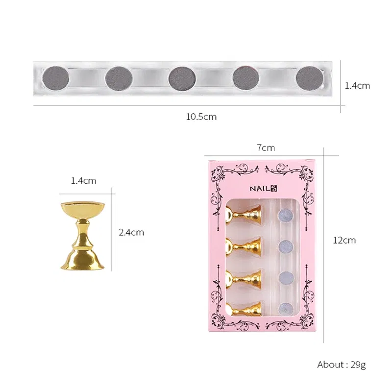 Color: black - 5pcs/Pack Chess Magnetic Nail Holder Practice Display Stand Gold Silver Rose-Golden Showing Shelf Gel Polish Display Stand Tools