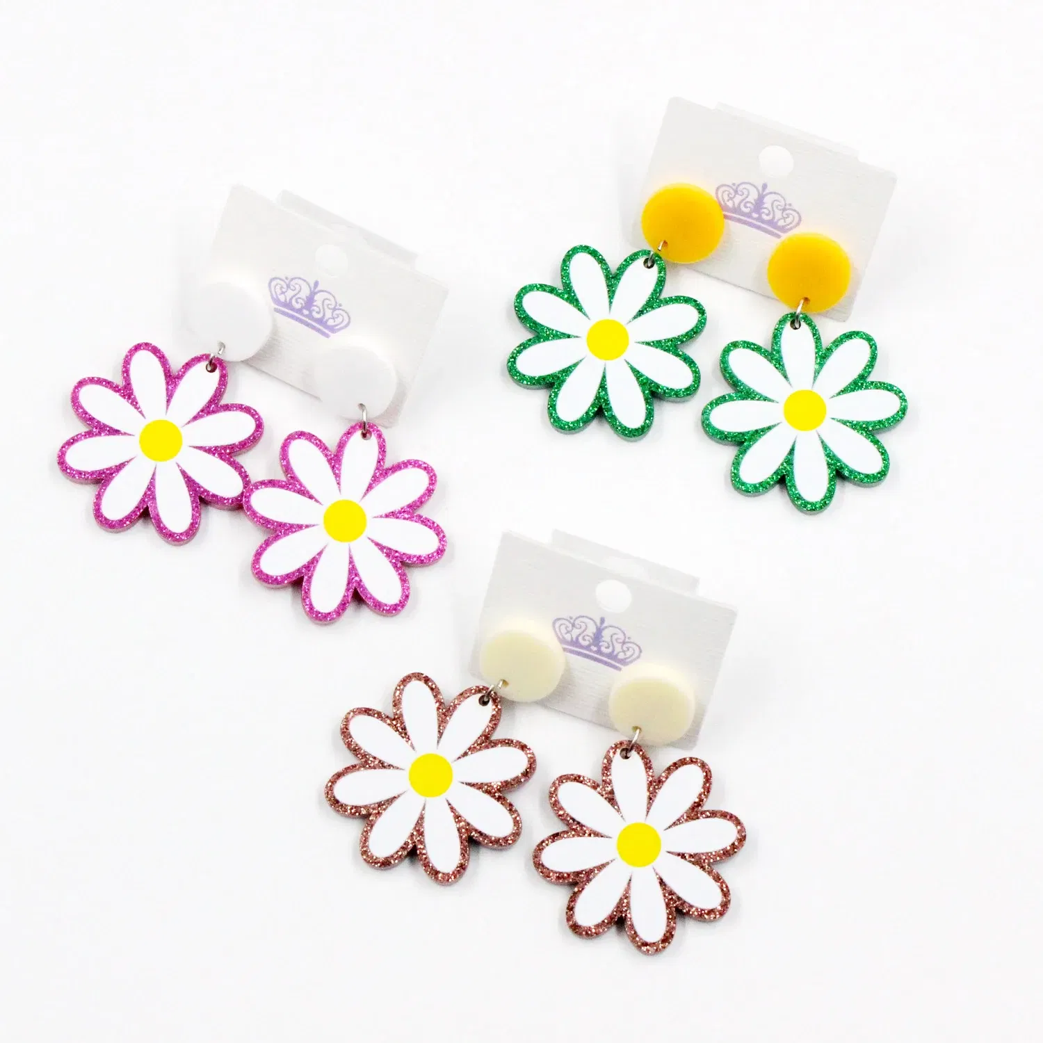 Metal Color: Orange, Ships From: CN - 35mm Acrylic Daisy Dangle Earrings Cute Earrings Glitter Jewelry Acrylic Earrings