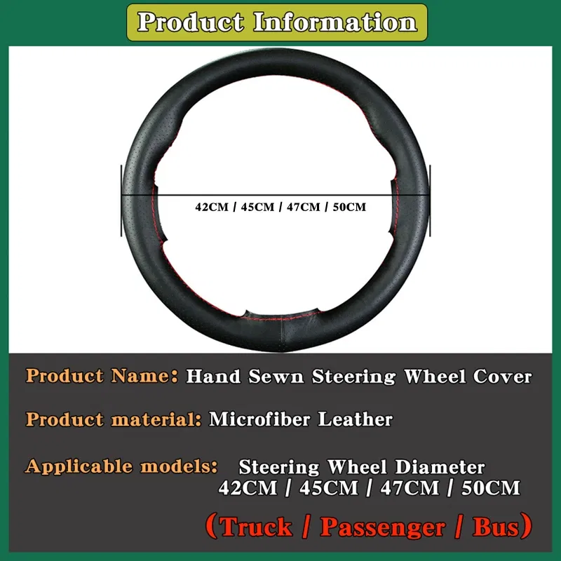 Color Name: Sky blue - DIY Extra Large Car Steering Wheel Braid Cover 42CM 45CM 47CM 50CM Microfiber Leather Soft Non-slip Auto Interior Accessories