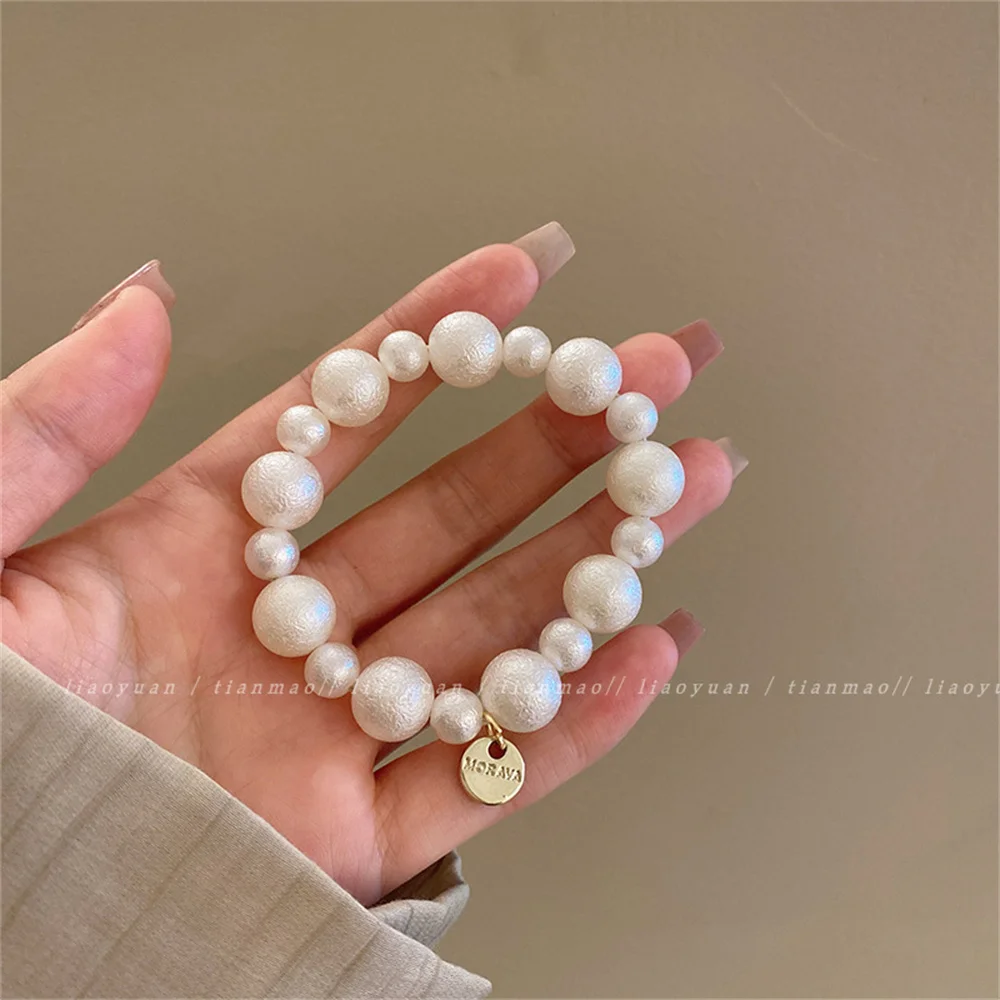 Color: Lavender - Exquisite Pearl Beaded Hair Ties Bracelet Sweet Ponytail Braid Hair Rope for Women Girl Fashion Headwear Hair Accessories Gift