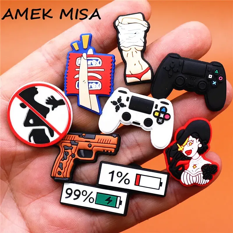 Color: Gold, Ships From: CHINA - 1pcs Female Vampire Daily Life PVC Shoe Charms Accessories Caring for Women Shoe Buckle Decorations Girls Gifts