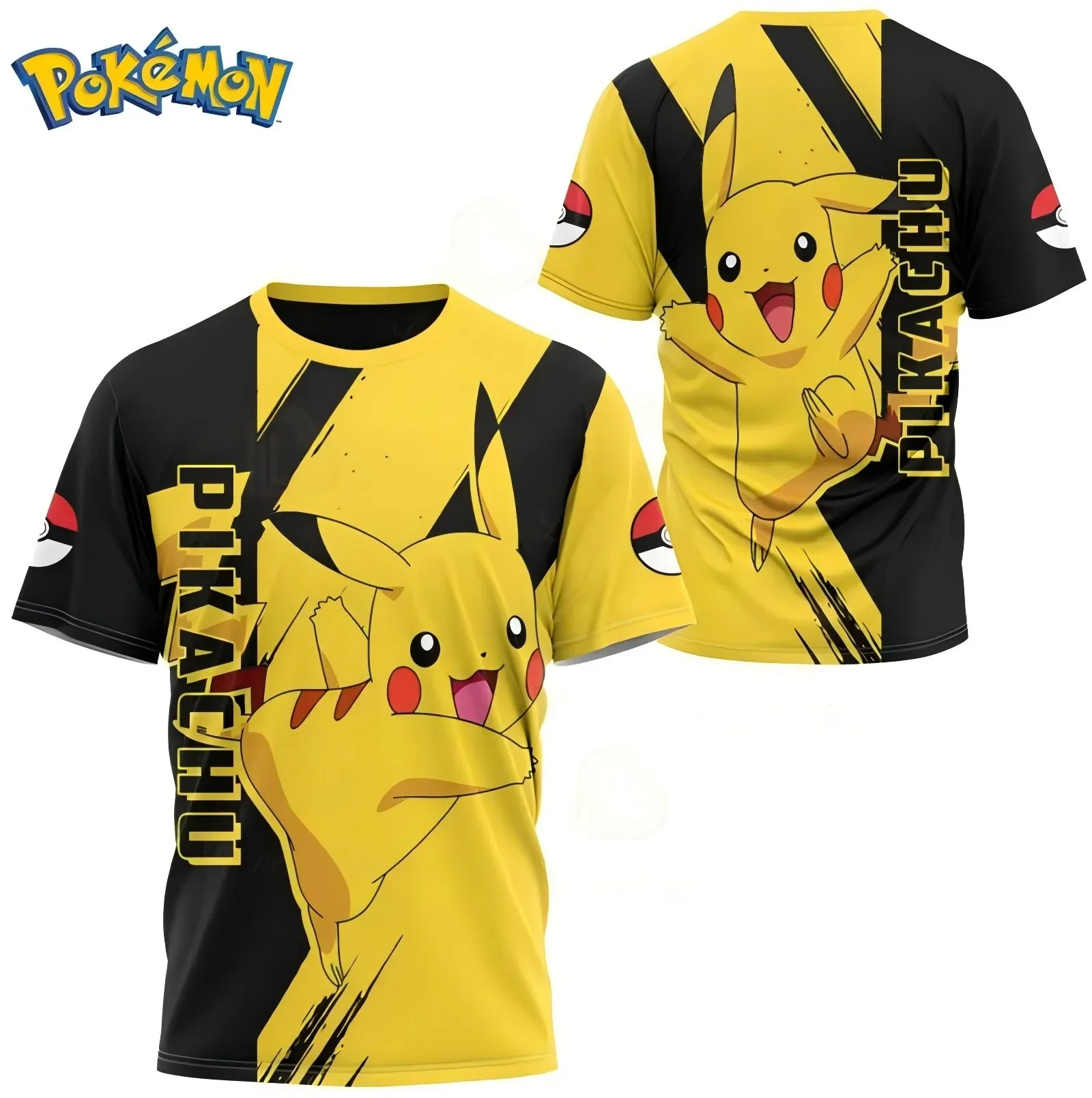 Color: Brown, Size: 10XL - ?€Miniso) Pokemon Men's Casual Wear T Shirts Cartoon Children Round Neck Short Sleeves Summer Clothing Pikachu Cartoon Print Tops