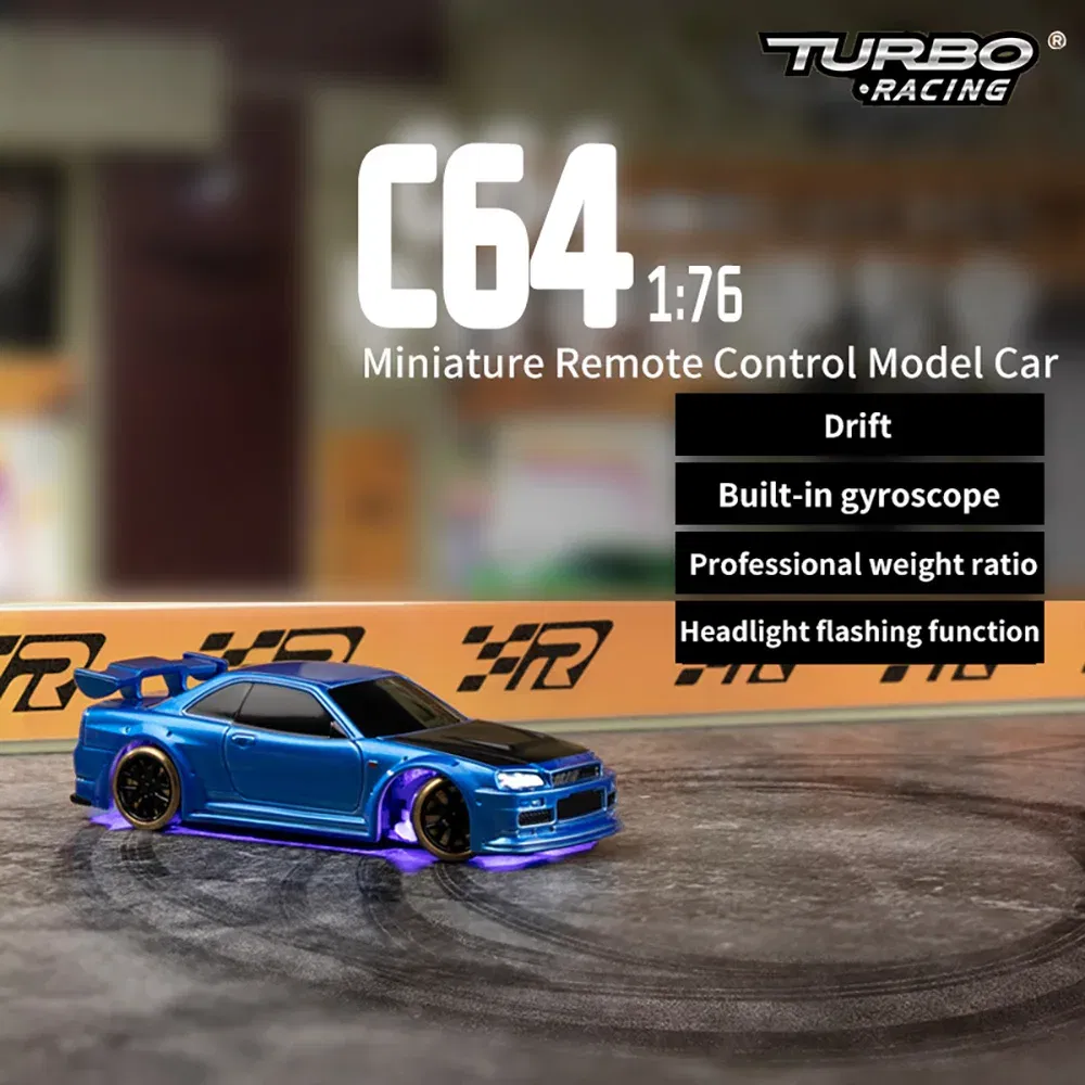 Color: Blue - TURBO RACING C61 C62 C63 C64 C74 1/76 MINI RC Electric Remote Control Model Car Drift Racing Adult Desktop Toys