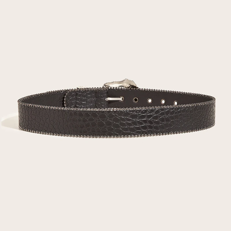 Color: WHITE, Belt Length: 105CM - Unisex Jeans Belt Goth Y2k Designer Belts For Women High Quality Luxury Black Punk Accessory 3.8cm Waistband Men Belt Boho