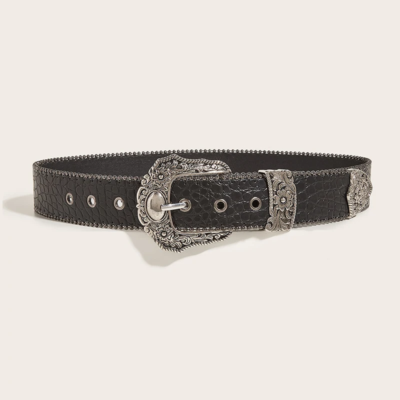 Color: WHITE, Belt Length: 105CM - Unisex Jeans Belt Goth Y2k Designer Belts For Women High Quality Luxury Black Punk Accessory 3.8cm Waistband Men Belt Boho