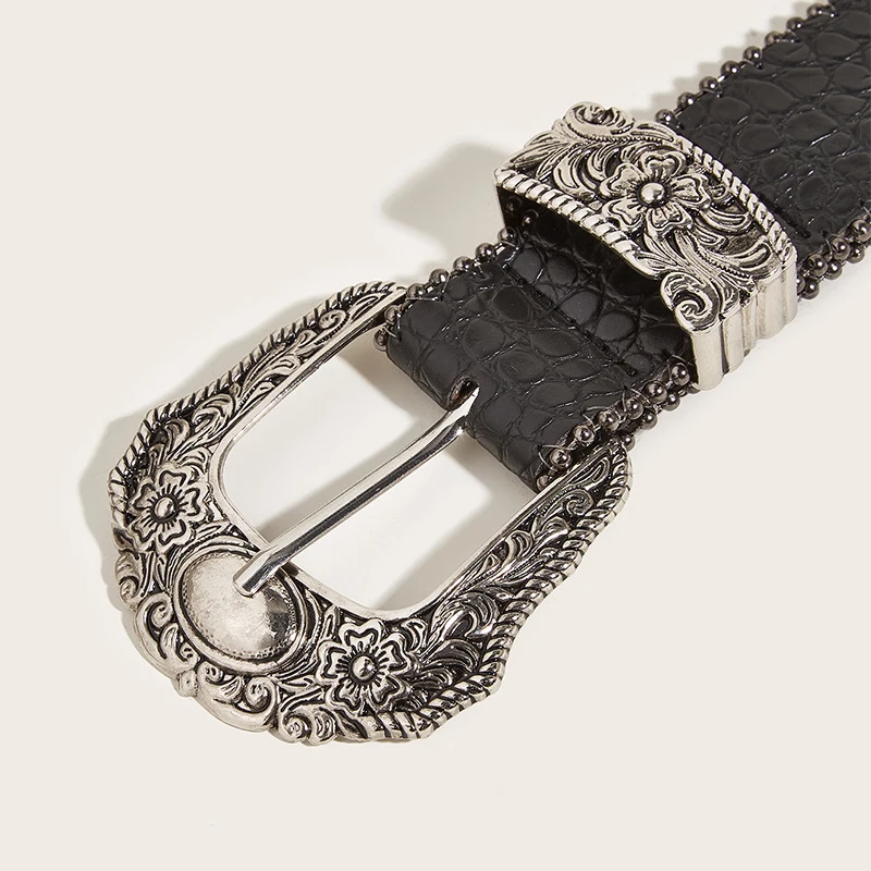 Color: WHITE, Belt Length: 105CM - Unisex Jeans Belt Goth Y2k Designer Belts For Women High Quality Luxury Black Punk Accessory 3.8cm Waistband Men Belt Boho