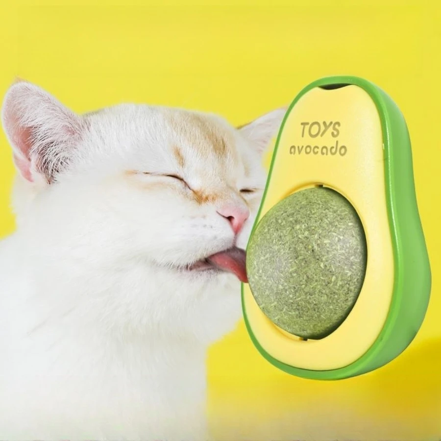 Color: pink - Pet Toy Can Be Rotated Fun Self-hey Catnip Cat Toy Avocado Shape Catnip Cat Toys