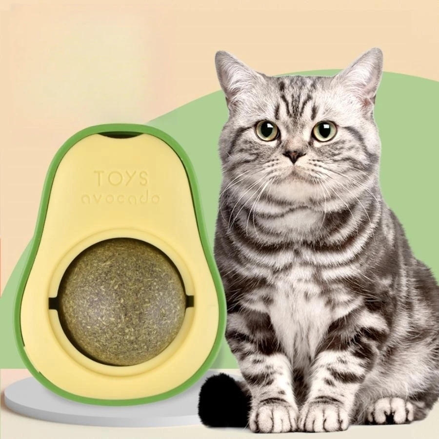 Color: pink - Pet Toy Can Be Rotated Fun Self-hey Catnip Cat Toy Avocado Shape Catnip Cat Toys