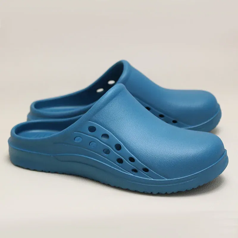 Color: SKY BLUE, Shoe Size: 35 - High Quality Scrub Shoes Non-slip Dentist Nursing Clogs Healthcare Service Work Slippers Soft Operating Room Protective Clogs