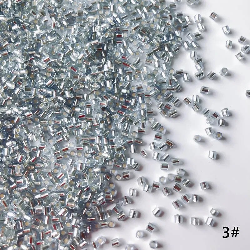 Color: green, Item Diameter: 2mm - 2mm Glass Seed Loose Beads Silver Color Inner Long Tube Charms DIY Craft Bracelet Jewelry Making Supplies Necklace Accessories