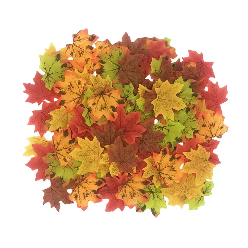 Color: light green - Artificial Maple Leaves Silk Fake Autumn Leaves Diy Handmade Leaf Fall Wedding Decoration Thanksgiving Christmas