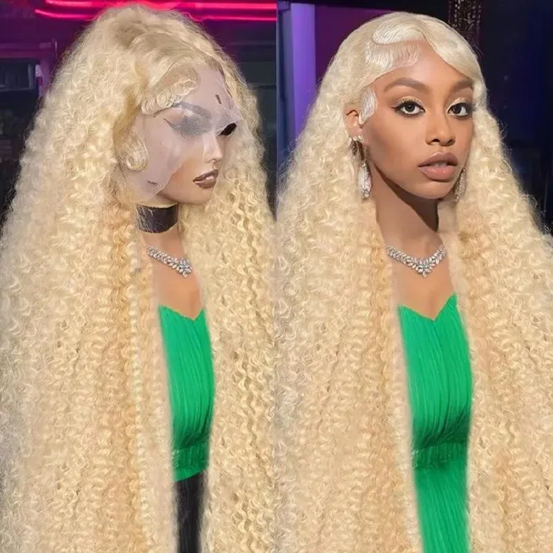 Color: #1, Ships From: CHINA, Stretched Length: 28inches, Density: 180% - 613 Blonde Curly glueless 13x6 Transparent Hd lace front wig Deep Wave human hair 36 inch Brazilian wig pre plucked for women