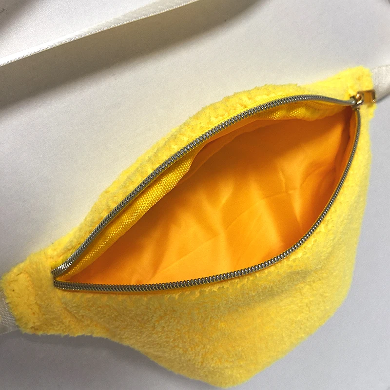 Color: Black - Plush Colorful Fanny Bag Outdoor Waist Pack Female Banana  for Running Walking Fitness Gym Pouch Wedding Party Bridal Bag Gift