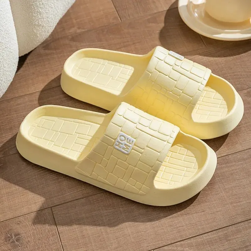 Shoe Size: 36, Color: Yellow - Summer Slippers Women Men Couple Home Slides Sandals EVA Thick Sole Light Weight Flip Flops Home Indoor Bothe Shower Shoes