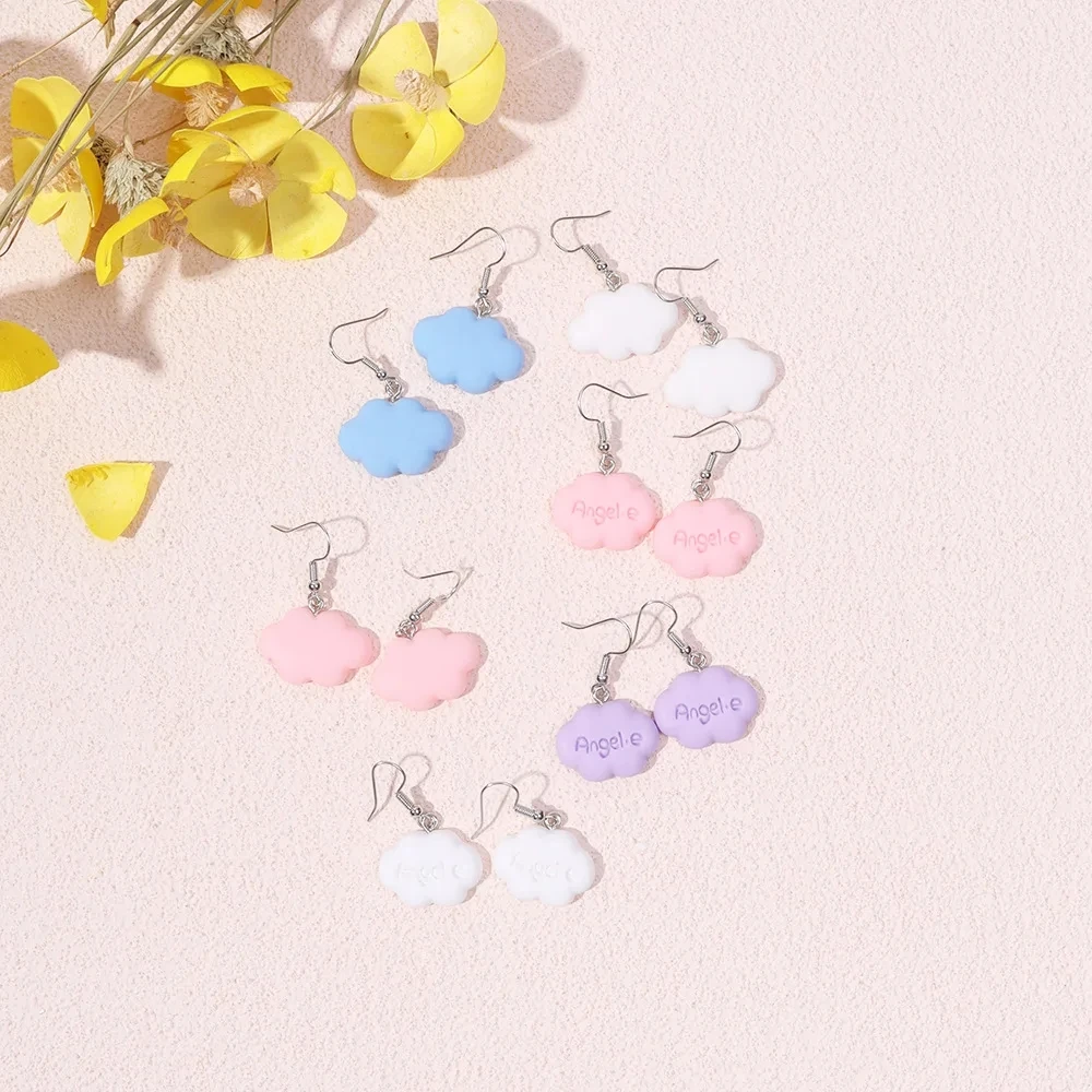 Metal Color: Blue Zinc - Ultra-Low New Fashion Cute White Cloud Stud Earrings Delicate Mushroom Clouds for Women Girls Ear Jewelry Wholesale Gifts Bear