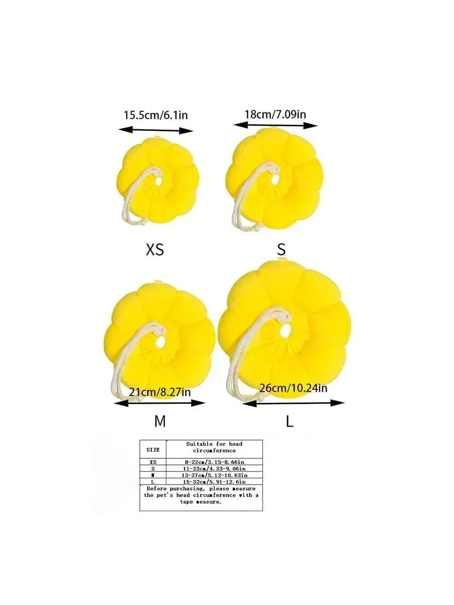 Size: L, Color: ROSE RED - Adjustable Cat Recovery Collar Cute Solar Flower Neck Cone After Surgery