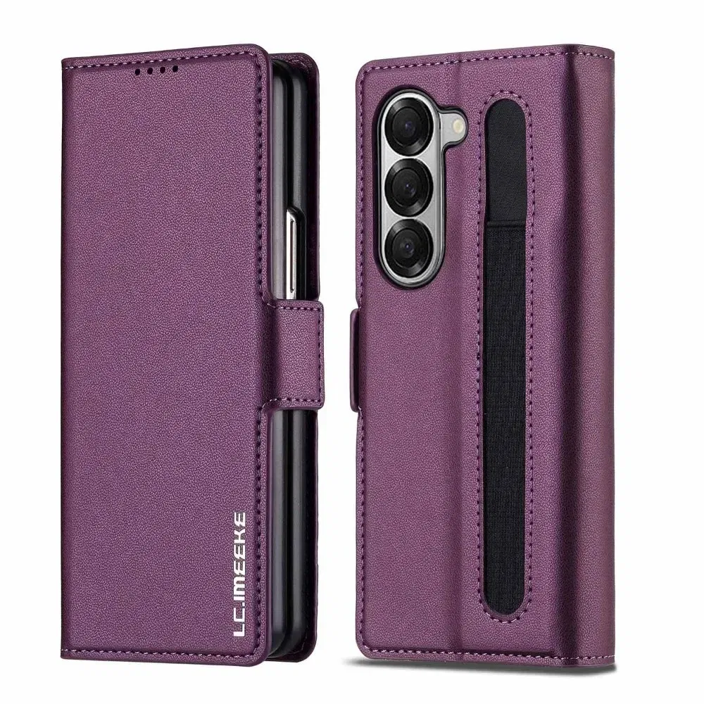 Color: black, Compatibility by Model: Galaxy Z Fold4 - Premium Leather Phone Case for Samsung Galaxy Z Fold 7 6 5 4 3 Fold6 Fold5 Fold4 5G with Pen Holder Wallet Flip Phone Cover