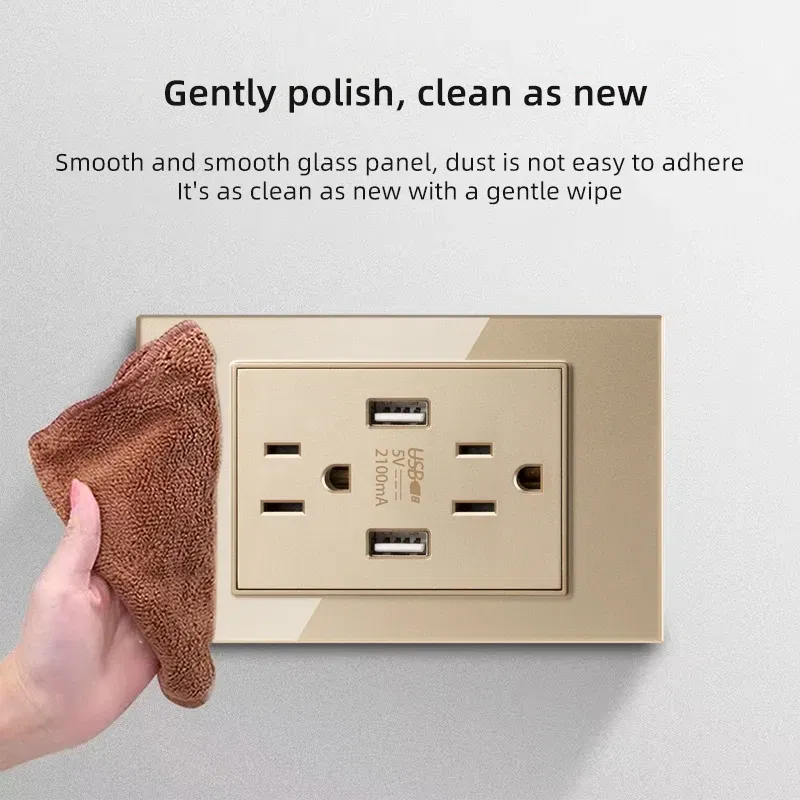 110-250V Herepow 118 Series Thailand American Standard Dual USB Wall Socket Smart Home Appliance Plug Adapter Type-c 3.1A Fast Charging