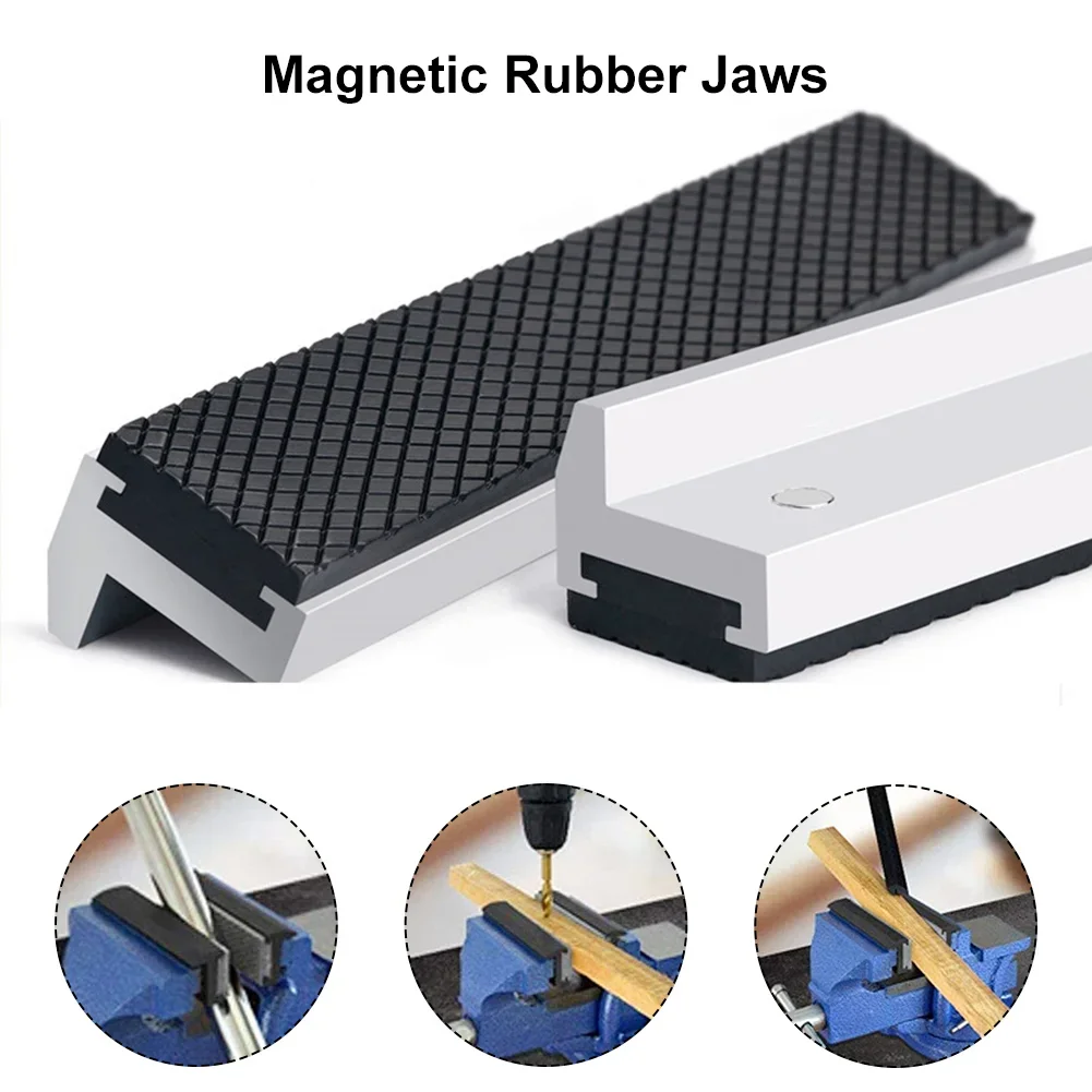 Color: grey - Vise Magnetic Protective Cover 4-8'' Jaws Protect Cover Aluminium Alloy Rubber Hand Tools Bench Vise Protector Accessories