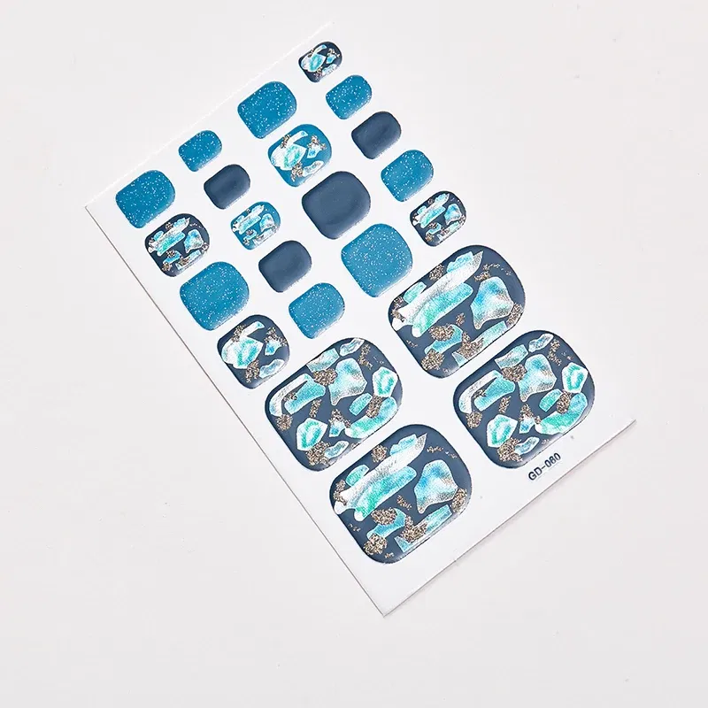 Color: Lightblue - 22 Tips/Sheet Women Salon Fashion Nail Stickers Designed Full Beauty Full Cover Nail Stickers Novidades Nails Sticker Designer