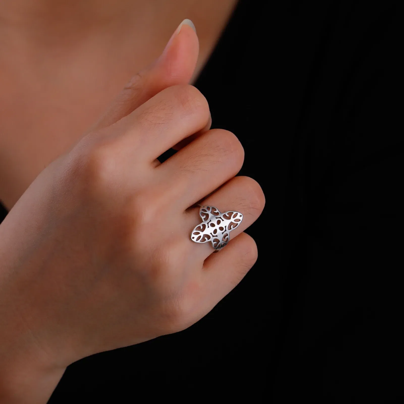 Main Stone Color: WHITE, Ring Size: 10 - Skyrim Filigree Ring Stainless Steel Gold Color Elegant Finger Rings Women Bohemian Jewelry Wedding Band Gift Wholesale