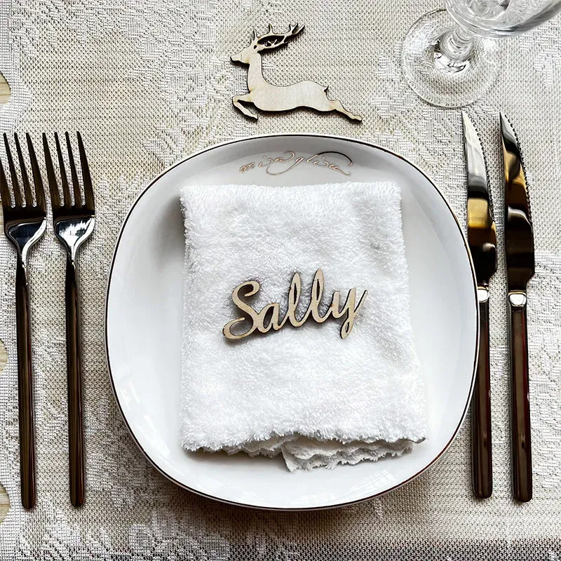 Color: light green - Custom Laser Cut Wooden Wedding Place Name Cards Personalized Acrylic Guest Seating Tags Party Wedding Table Wood Decoration