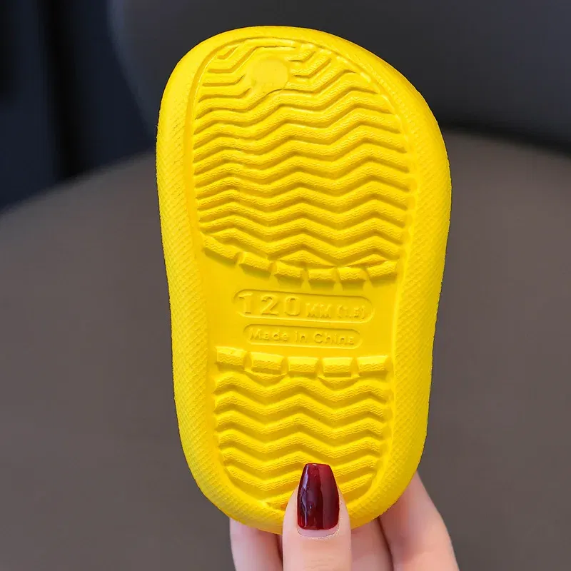 Color: Beige, Shoe Size: 1.5 - Summer Childrens Slippers Hole Kids Sandals Soft Anti-Skid Cartoon Dinosaur DIY Design Indoor Anti-Slip Boys Girls Beach Shoes