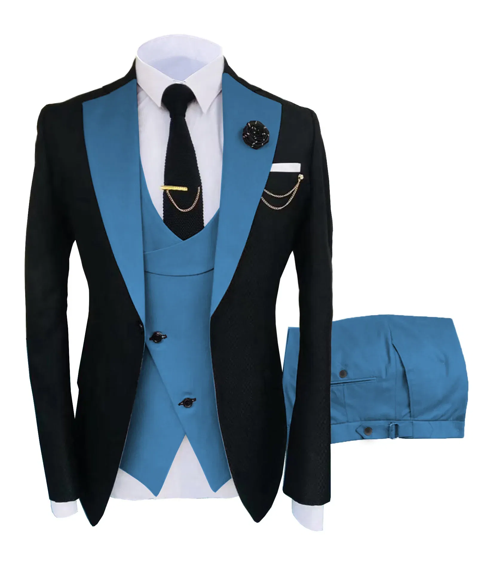 Color: Orange, Size: S - New Costume Homme Popular Clothing Luxury Party Stage Men's Suit Groomsmen Regular Fit Tuxedo 3 Peice Set Jacket+Trousers+Vest