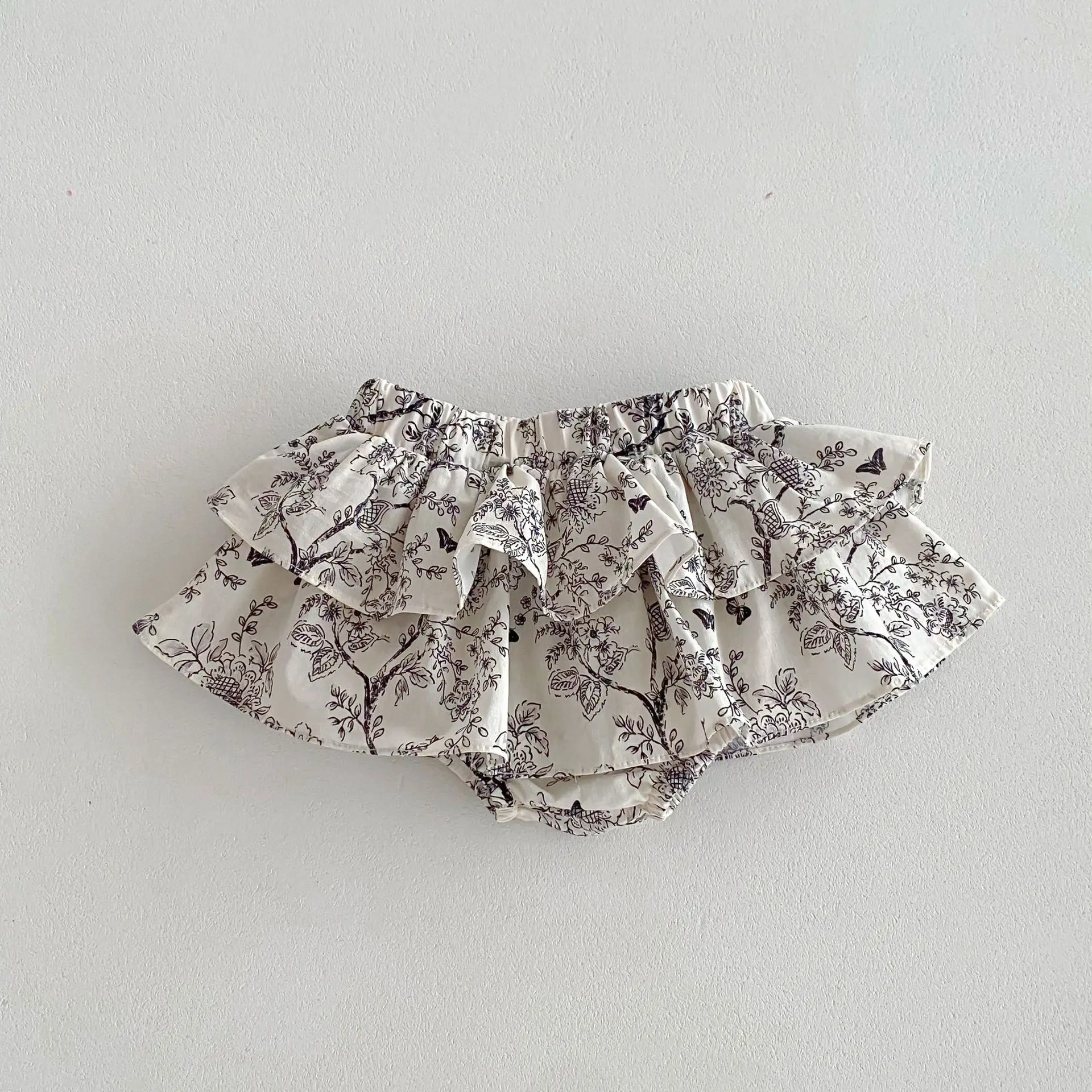 Color: MULTI, Kid Size: 24M - Double Layers Ruffles Lace Baby Skirt Pants Summer Cotton Linen Kids Pettiskirt Toddler Dancing Wedding Clothing Tutu Skirt