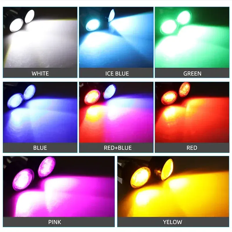 Color: WHITE - 2pcs Motorcycle Flash Strobe Eagle Eye Motorcycle Daytime Running Light Fog Lamp Headlight Moto Accessories