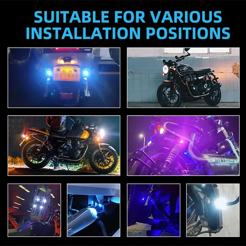 Color: WHITE - 2pcs Motorcycle Flash Strobe Eagle Eye Motorcycle Daytime Running Light Fog Lamp Headlight Moto Accessories