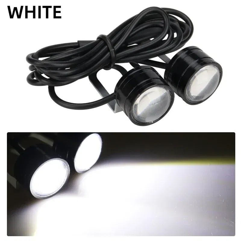 Color: WHITE - 2pcs Motorcycle Flash Strobe Eagle Eye Motorcycle Daytime Running Light Fog Lamp Headlight Moto Accessories