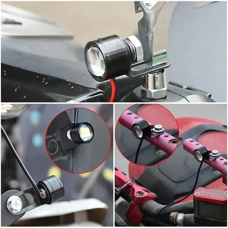 Color: WHITE - 2pcs Motorcycle Flash Strobe Eagle Eye Motorcycle Daytime Running Light Fog Lamp Headlight Moto Accessories